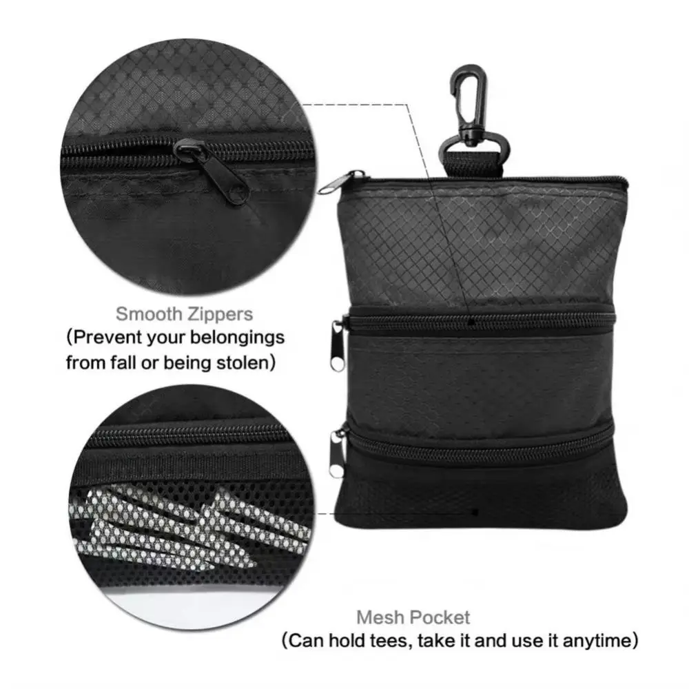 Waterproof Golf Ball Bag Three Layer Portable Golf Accessory Bag Zippered Lightweight Golf Storage Bag Golf Players