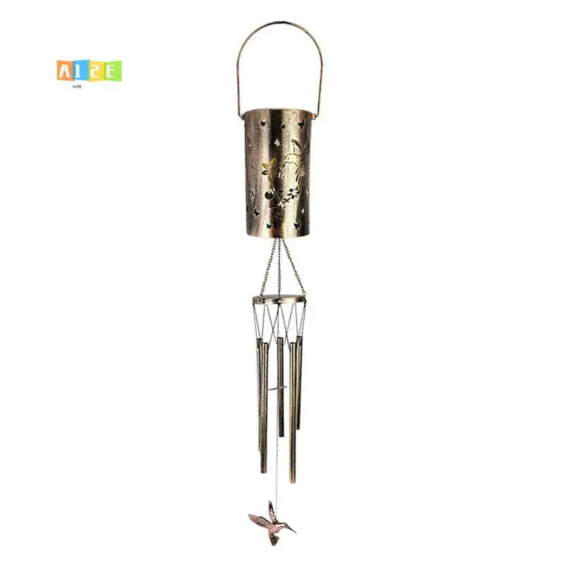 

A12E-Solar Lanterns Outdoor Hummingbird Solar Wind Chimes Memorial Gift With Solar Lantern Garden Decor Hanging Solar Lights