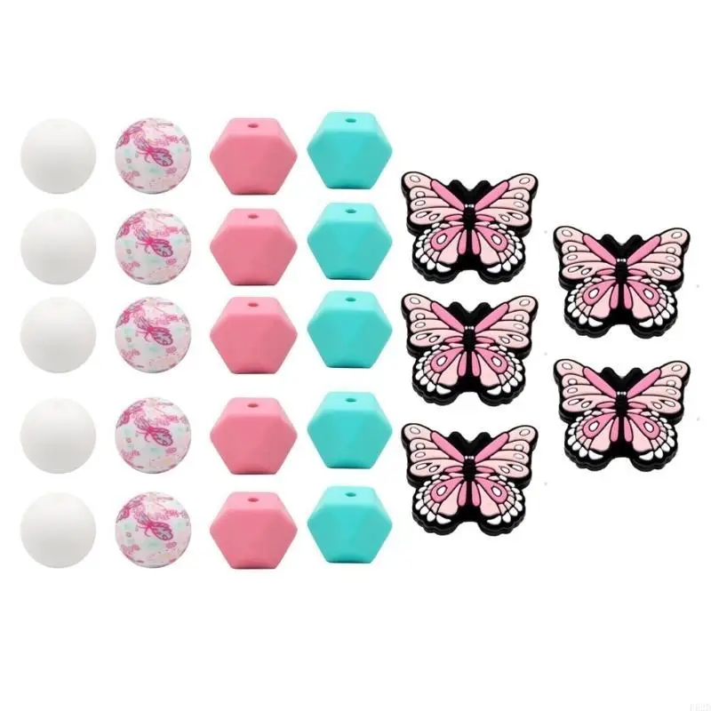 

F62D DIY Bracelet Keychain Crafts Versatile Silicone Beads Accessories