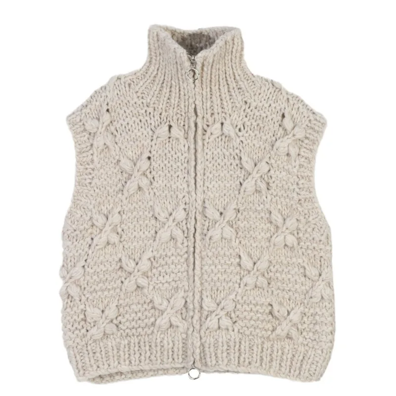 

Sweater Sleeveless Vest Female Clothing Shpmishal French Sweater Vest Round Neck Zipper Cardigan Lazy Autumn and Winter
