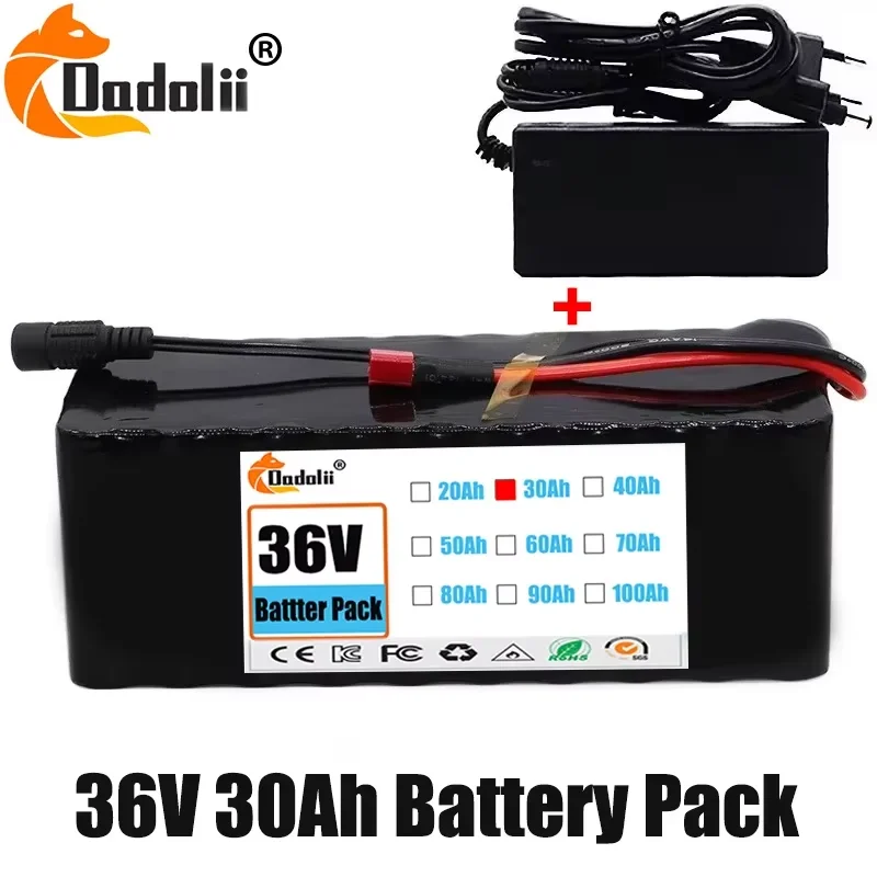 18650 Rechargeable Lithium Battery Pack 36V 3000mAh 10S3P Power Modified Bicycle Scooter Electric Vehicle with BMS+charger