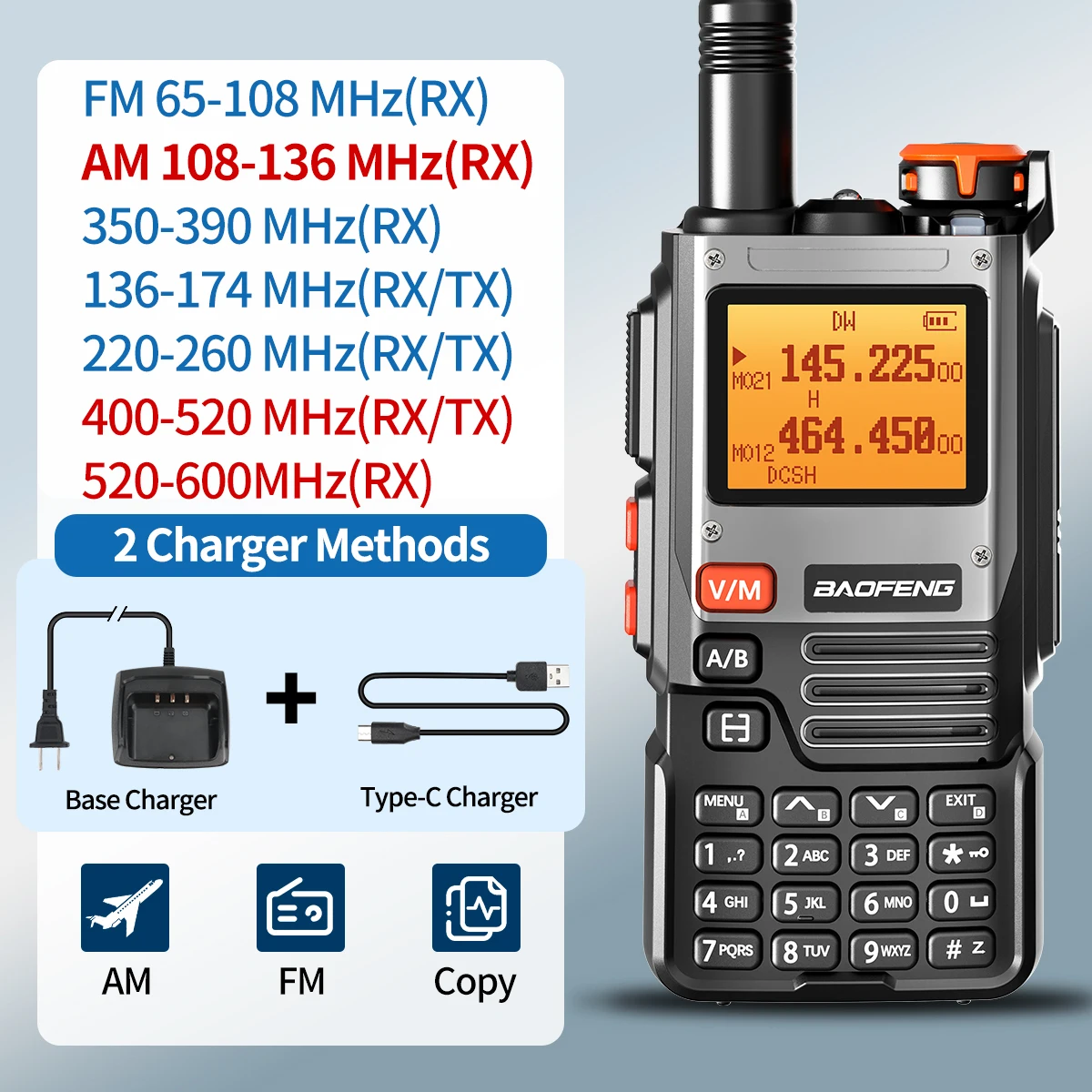 Baofeng UV-K61 Walkie Talkie a lungo raggio Wireless Copy Frequency Type-C Charger UHF VHF DTMF FM NOAA UV-5R aggiornato UV-K6 Radio