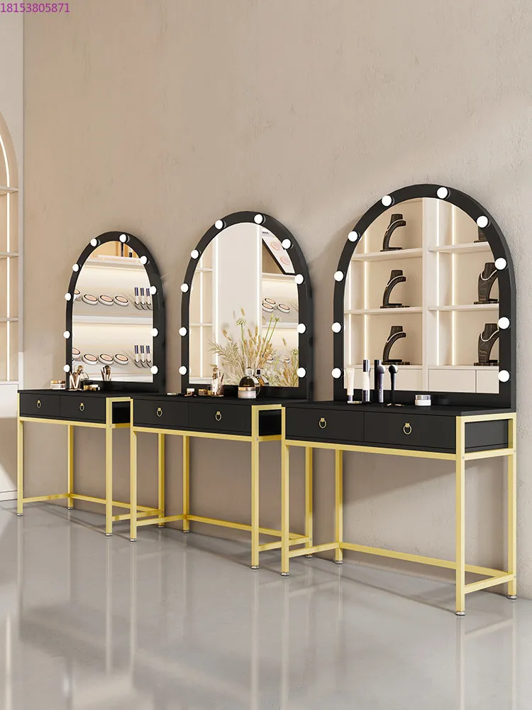 High-end simple wedding dress photo studio professional set of lighted makeup photography makeup table