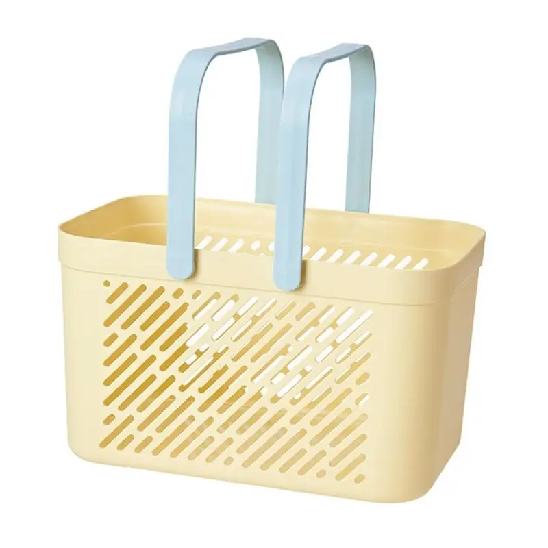 

E8BD Modern Handle Storage Holders Bathroom Basket With Drainage Design For Bathroom Shower Kitchen Essential Organization
