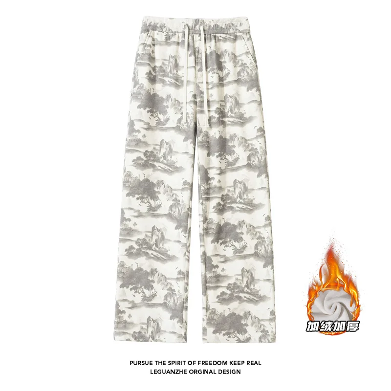 

【Mirrordust】25 зимние вельветовые брюки больших размеров в китайском стиле на флисовой подкладке, теплые свободные прямые брюки M-5X