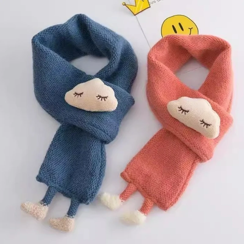 Korean Cute Cartoon Clouds Scarf Children\'s Scarf Winter Baby Neck Guards Scarves Boys Girls Knit Thick Warm Collar Shawl