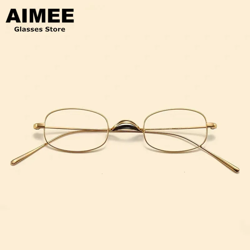 Small Square Pure Titanium Glasses Frame Men Women Spectacle Frames Ultra-light Eyeglasses Japanese Handmade Blue Light Eyewear