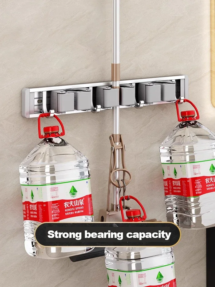 2/3/4 Hooks Mop and Broom Organizer Mop Holder Rack Mop Holder Wall Mounted Strong Broom Mop Holder Self Organizers Hang Broom