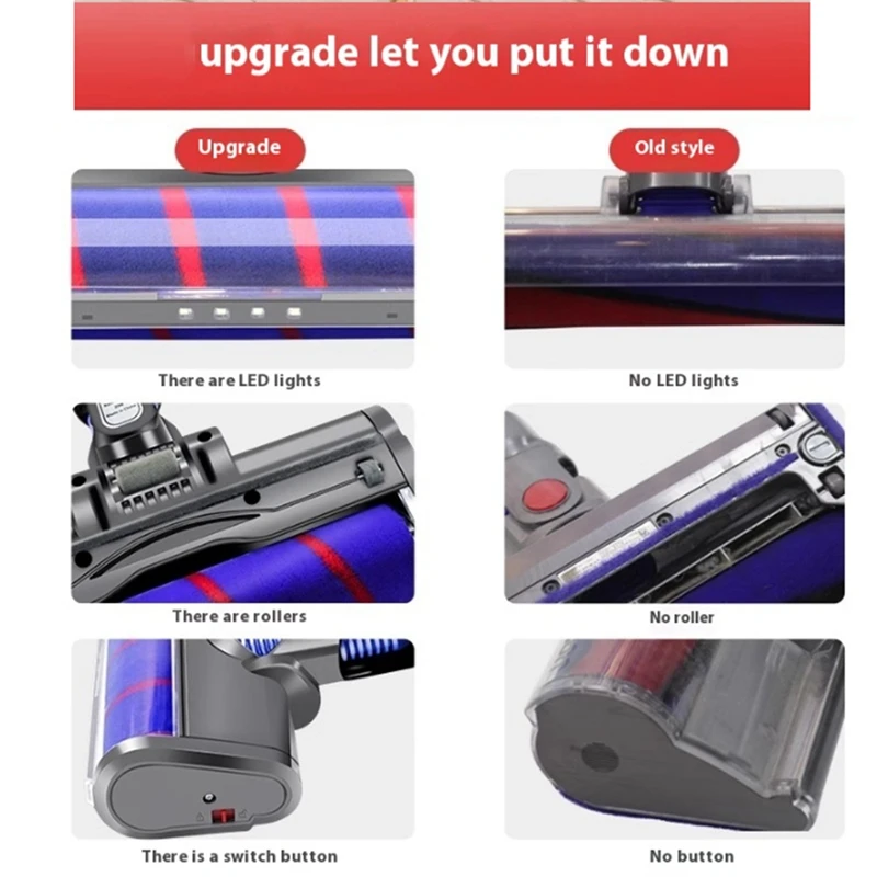 A44F-สําหรับ Dyson V15 V11 V10 V8 V7 เครื่องดูดฝุ่นสิ่งที่แนบมา Soft Roller แปรงเปลี่ยนฝุ่นสําหรับไม้เนื้อแข็งทําความสะอาด