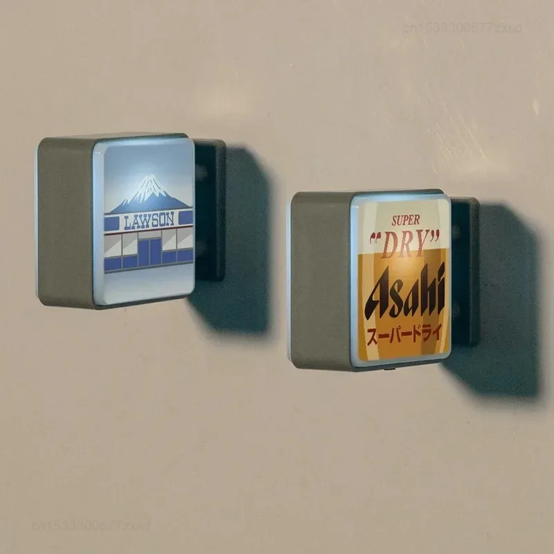 Home Magnetic Light Box Refrigerator Magnet Creative Convenience Store Light Signs Sticker Magnetic Luminous Light Boxes Decor