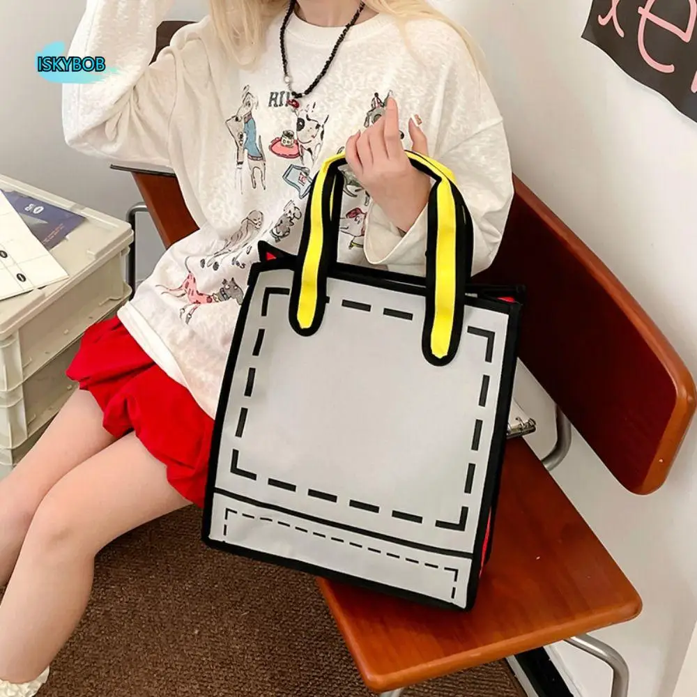 

Personality Cartoon 2D Anime Tote Bag Nylon Zipper Comic Shoulder Bag Comic Bookbag Handbag Graffiti Messenger Bag Students