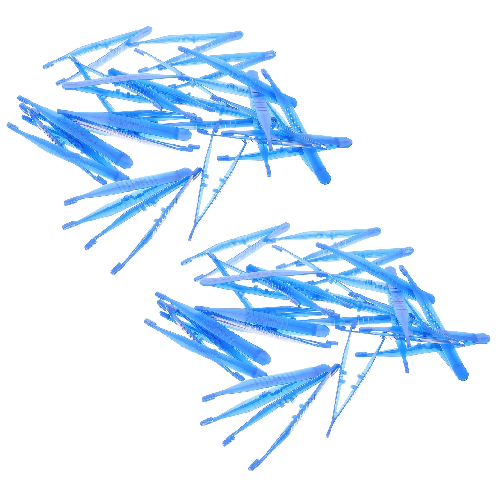 100 Pcs Blue Tweezers Small Plastic Disposable Beads Medical Arts Crafts Fuse Tools Jewelry Making Accessories