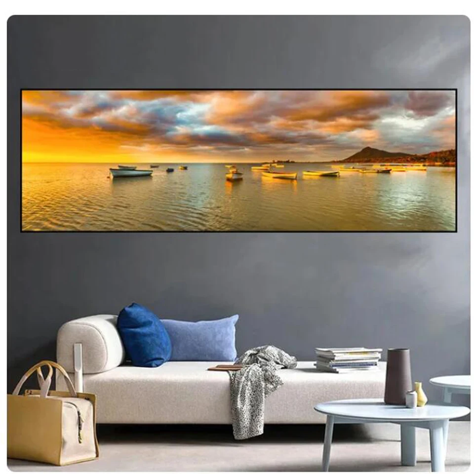 New Collection 5D DIY Diamond Painting Sunset Sky Cloud Sea Beach Natural Landscape Full Drill Diamond Mosaic Embroidery A734