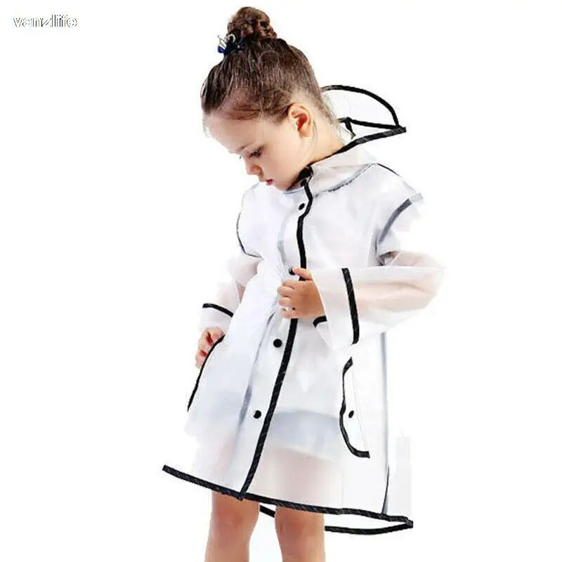 Kids Raincoat Waterproof Rain Poncho Clear Transparent Children kindergarten school Student Rainsuit Protective Poncho Covers