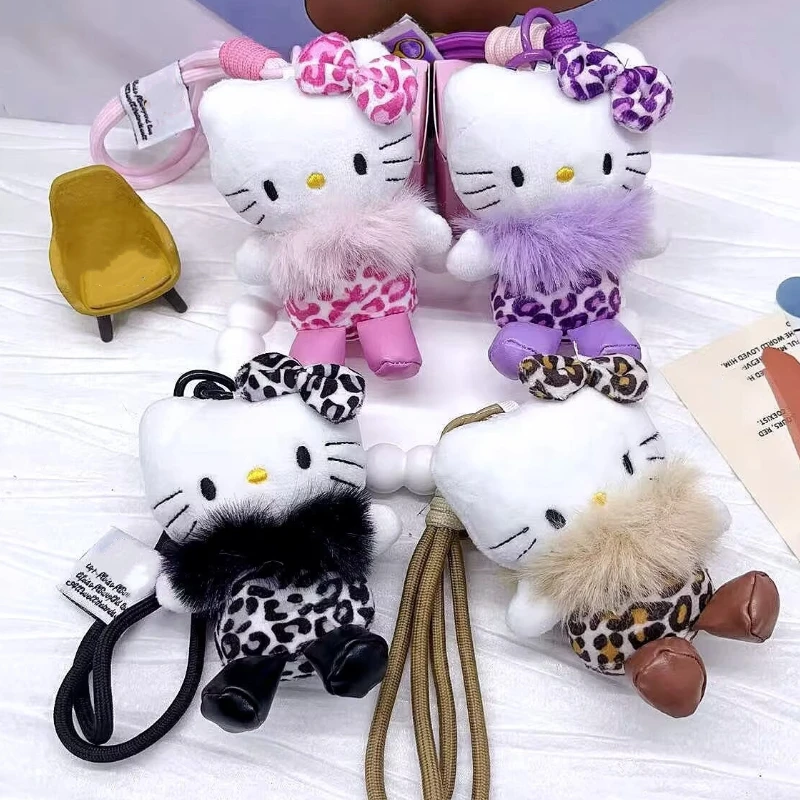Novo gatinho bonito chaveiro de pelúcia dos desenhos animados leopardo padrão gatinho animal brinquedo de pelúcia mochila pingente carteira pingente presente decorativo