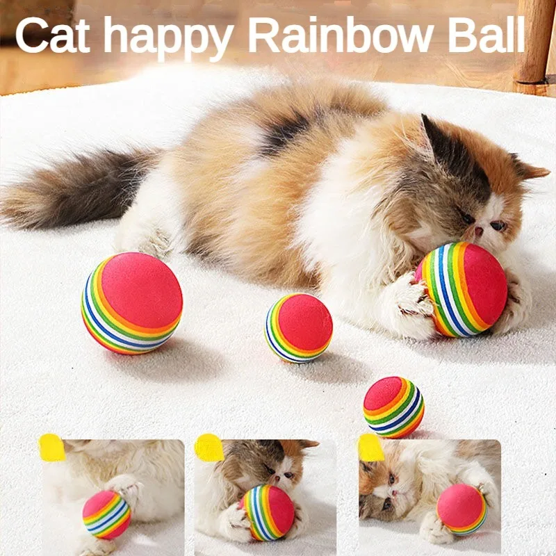 1/5/10PCS Cat Toy Ball Throwing Fun Interactive Toy EVA Rainbow Ball Chew Rattle Scratch Natural Foam Ball Training Pet Supplies