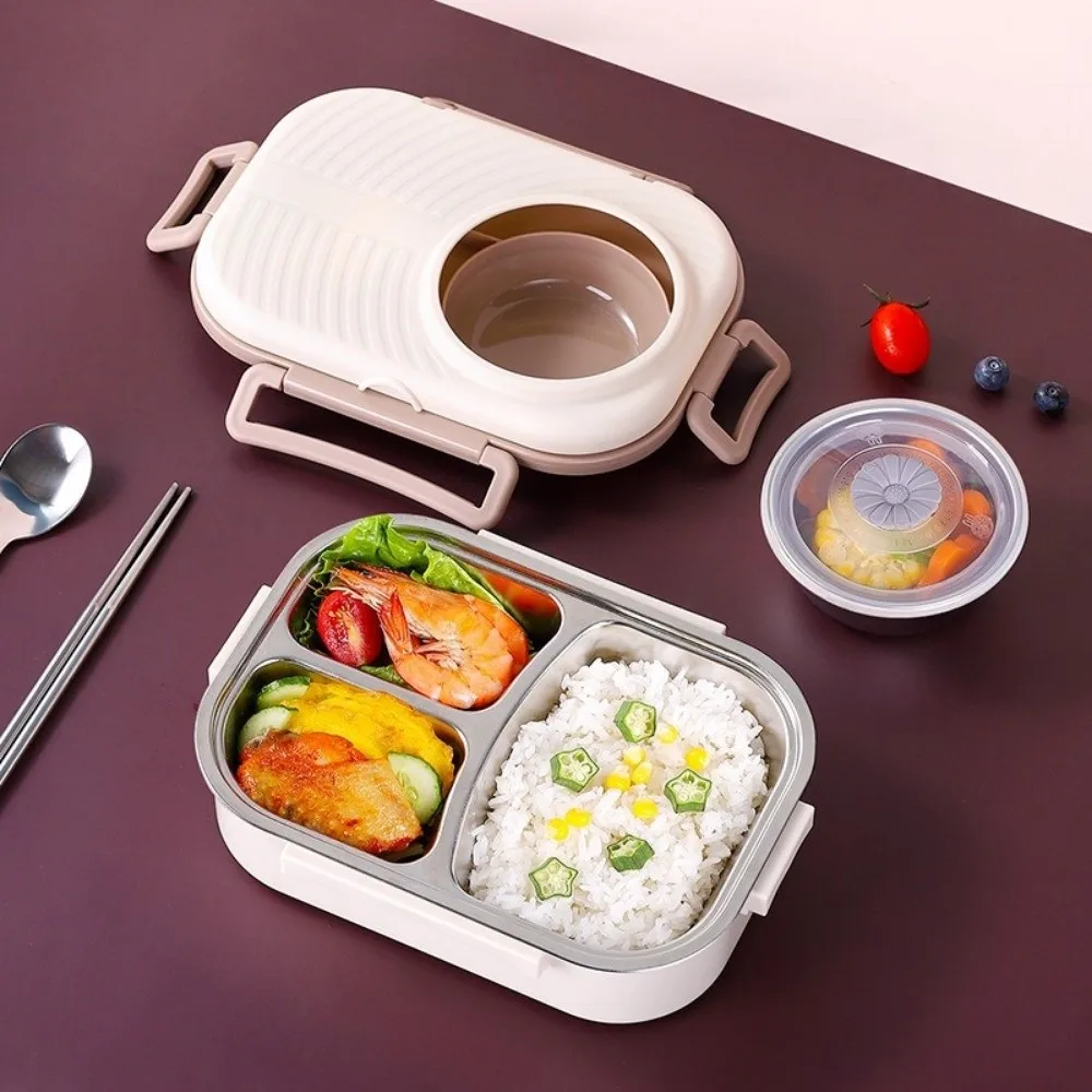 304 Stainless Steel Thermal Lunch Box Leak-proof Microwaveable Food Storage Box Rectangular Sealed Fresh-keeping Box