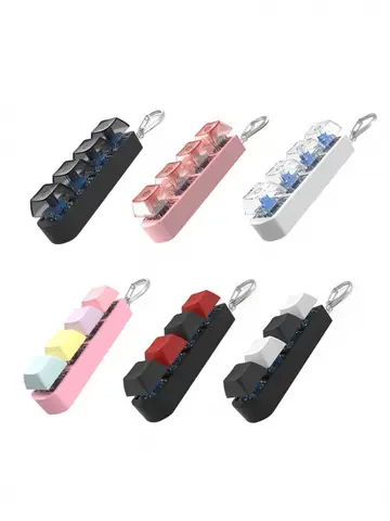 4Keys Finger Button Anti-stress Toys Mechanical Keyboard Keycaps Office Decompression Calming Keychain Gifts for Children Adults