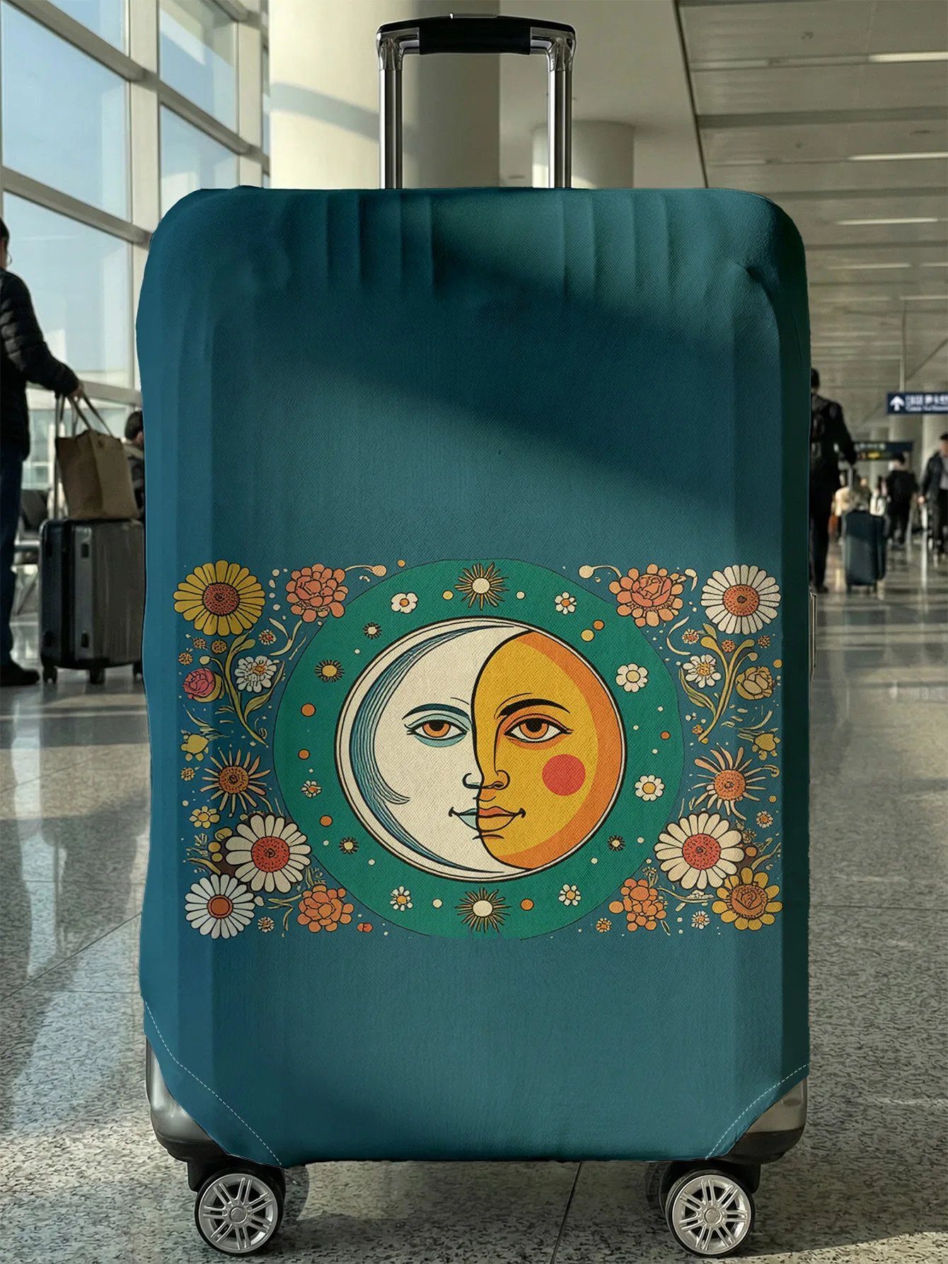 

Защитный чехол для багажа Sun Moon Flower Tarot Pop, подходит для чемоданов 18-32 дюймов, чехлов для ручек багажа, аксессуаров для путешествий.