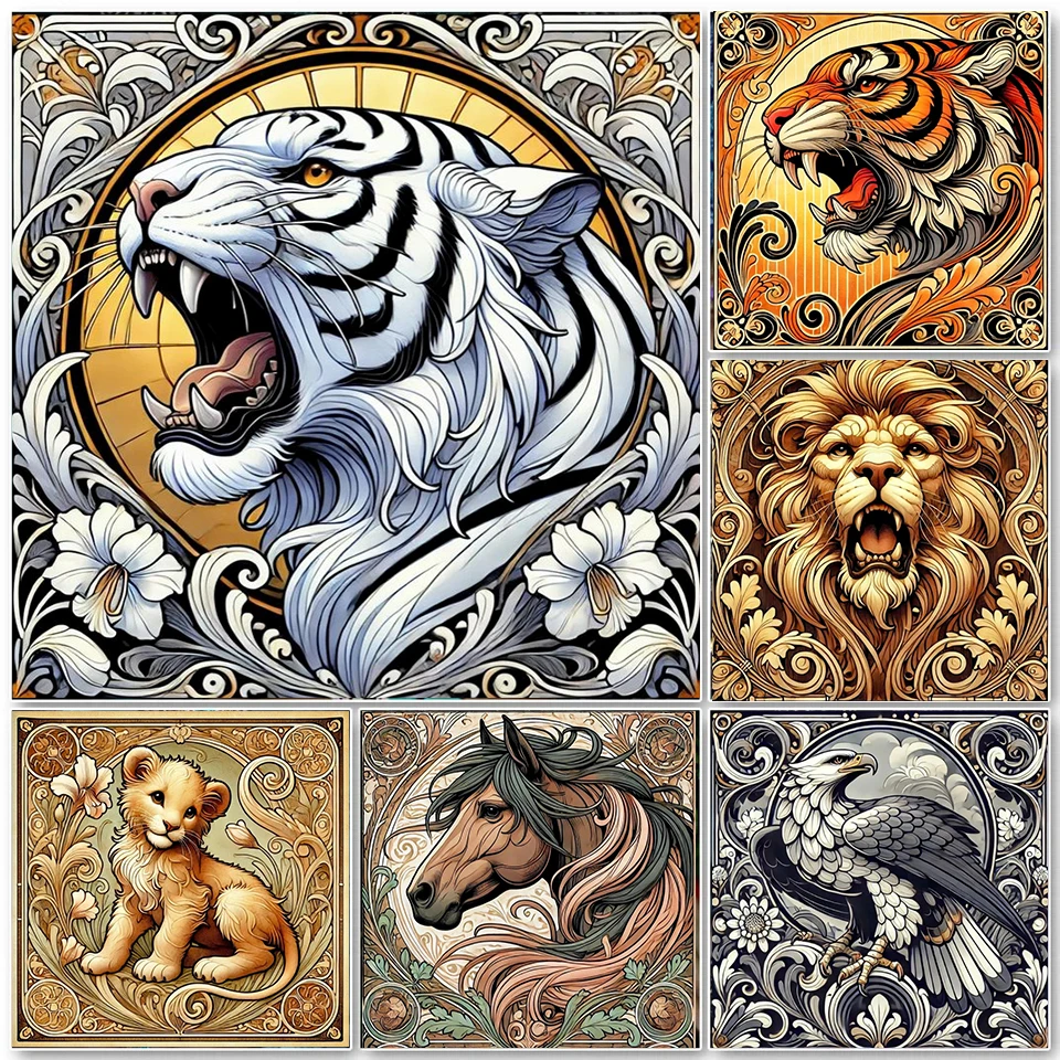 

Алмазная картина Тигр Лев Креативные хобби Животное 5D DIY Вышивка Новое поступление Мозаика Искусство и ремесла Декор дома