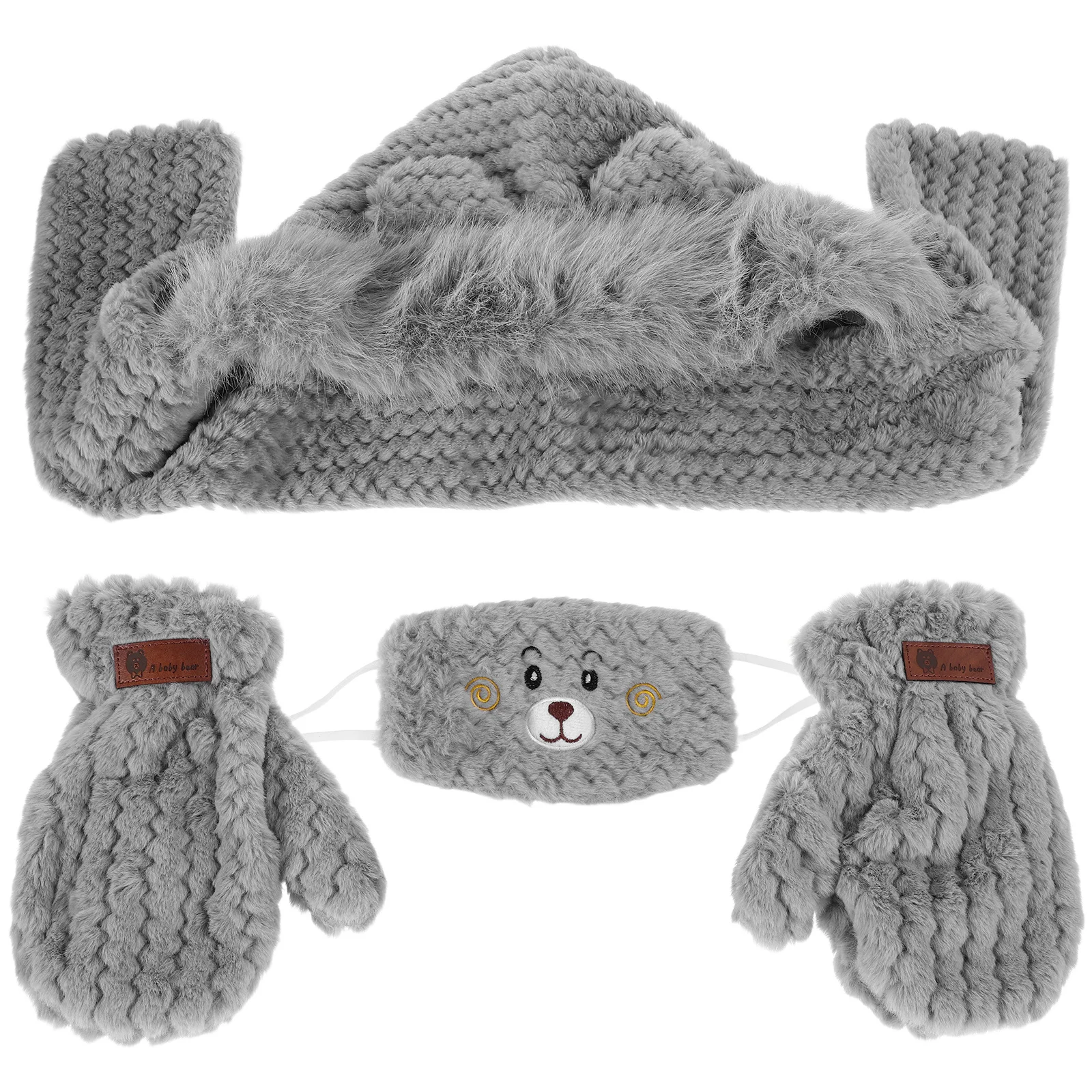 1 مجموعة الشتاء الدب الأذن وشاح قبعة قناع قفازات مجموعة للنساء الدافئة يندبروف في الهواء الطلق الدراجات الحرارية قبعة وشاح مزيج دافئ