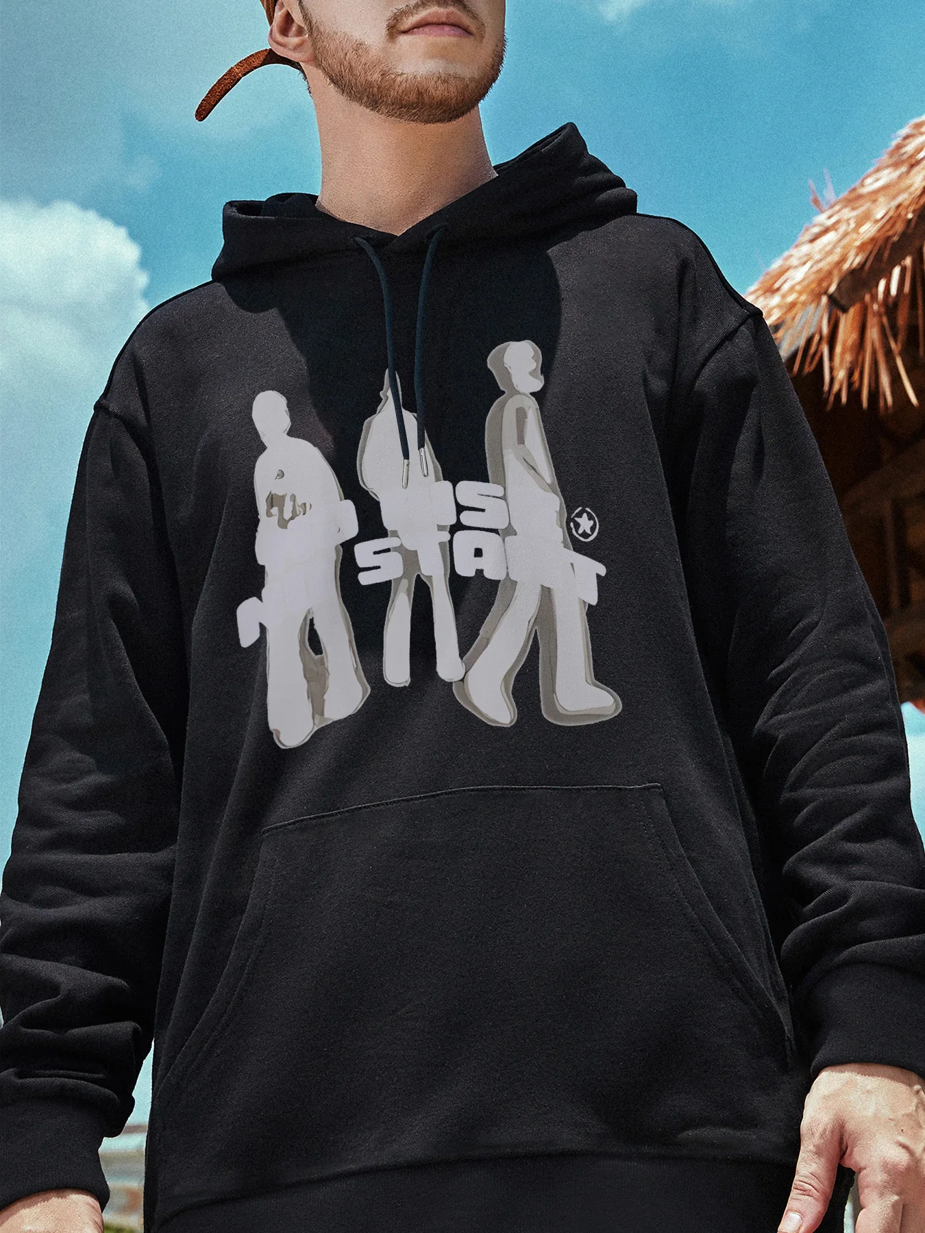 Sycpman American Style Retro Portrait Printed Hoodies Autumn and Winter Trendy Loose Men\'s Hoodie Streetwear Casual Clothing