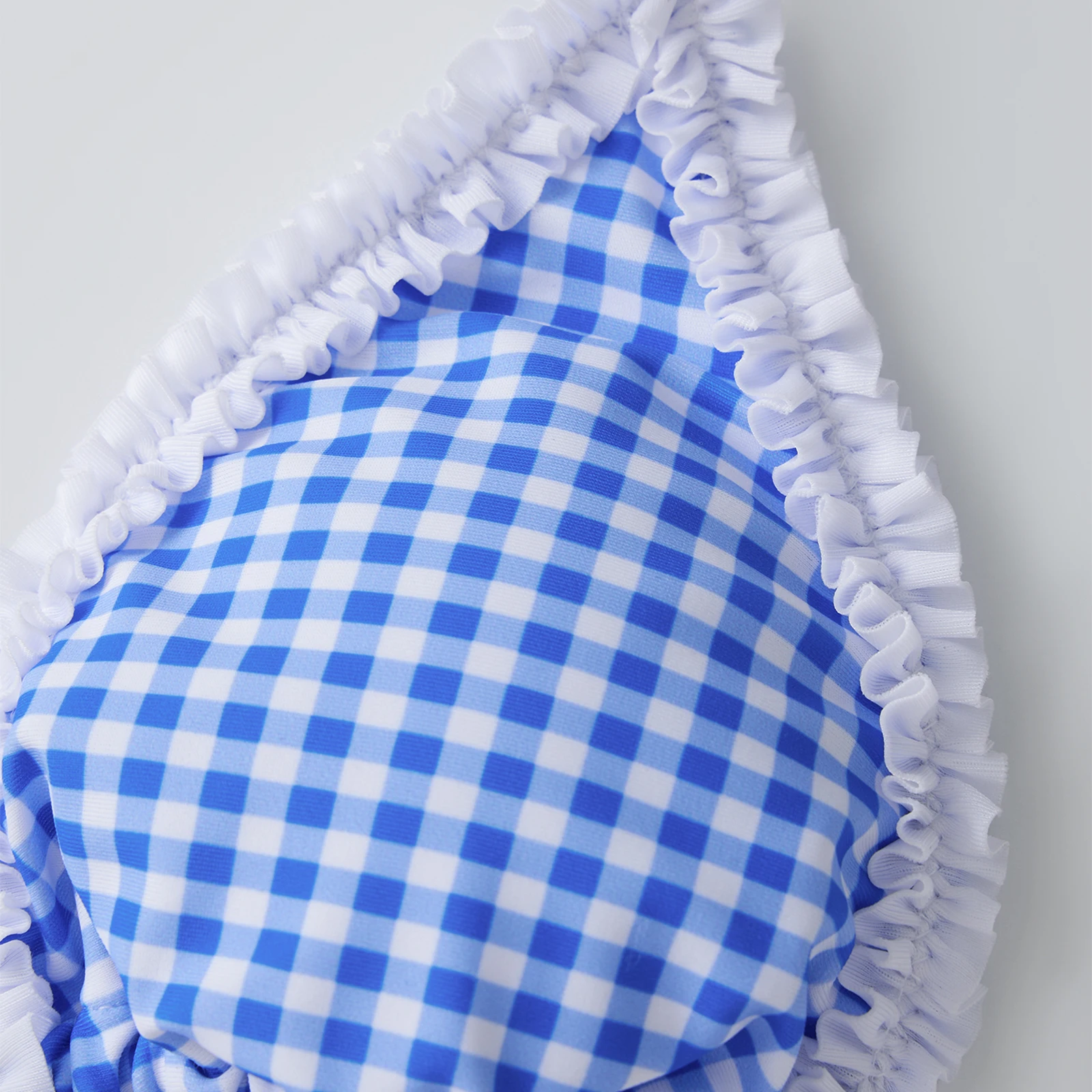 

Женский летний комплект бикини, клетчатый бюстгальтер с лямкой на шее и стринги с низкой талией, купальник из двух предметов