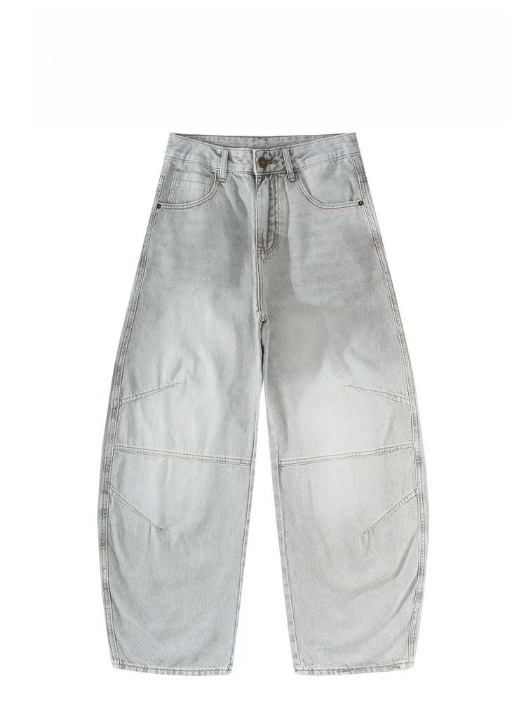 

BAIRBAOLIY Vintage American Street Loose Fit Wide Leg Soft Casual Jeans Knife Jeans for Young Men Faion Urban Sle