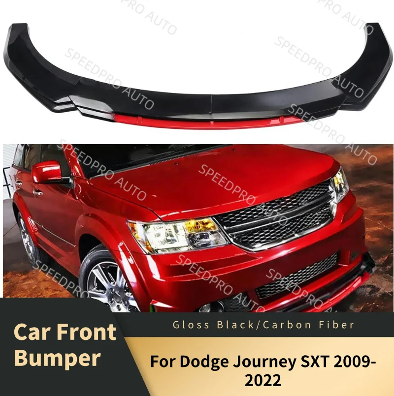 Alerón de parachoques delantero de coche, divisor inferior para D0dge Journey SXT 2009-2022, Kit de carrocería Protector de arañazos embellecedor de difusor automático, color negro