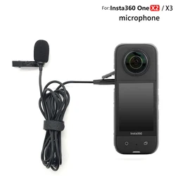 Insta360 X3 One X2 Type-C Lavalier Microphone For Insta 360 X2 X3 Camera Accessories Hi-fi Sound Noise Reduction