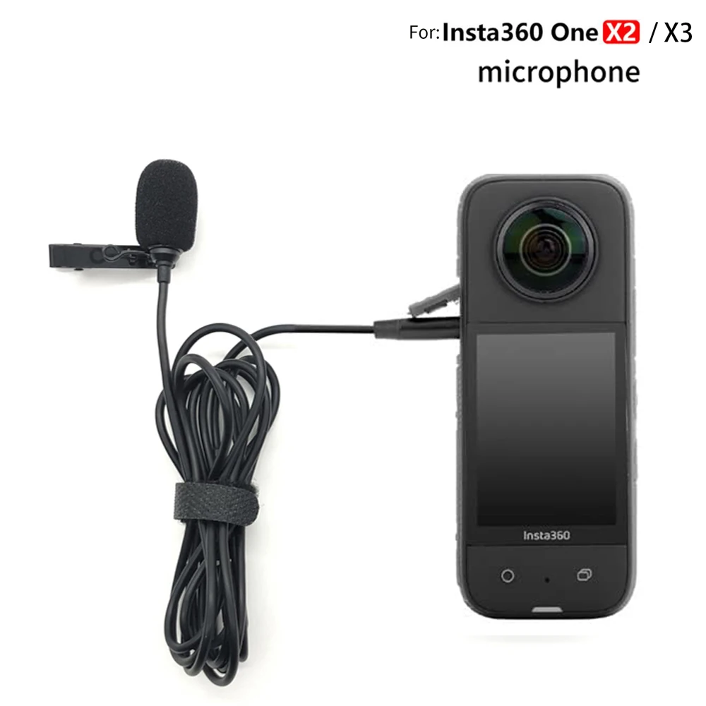 Insta360 X4 X3 One X2 Type-C Lavalier Microphone For Insta 360 X2 X3 Camera Accessories Hi-fi Sound Noise Reduction