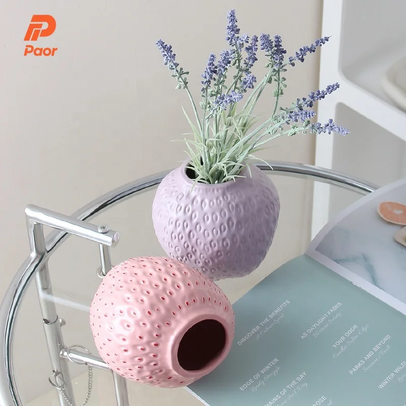 Strawberry Shaped Planter Pot For Girls Unique Ceramic Fruit Vases Strawberry Vase