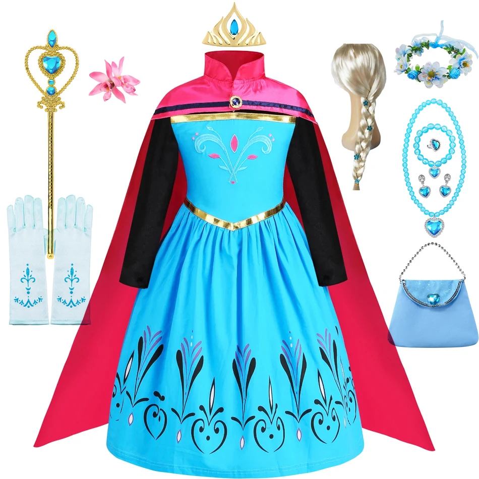 

Elsa Dress Girl Kids Halloween Cosplay Costume Children Princess Dresses Carnival Birthday Elegant Party Clothes 3-10 Years
