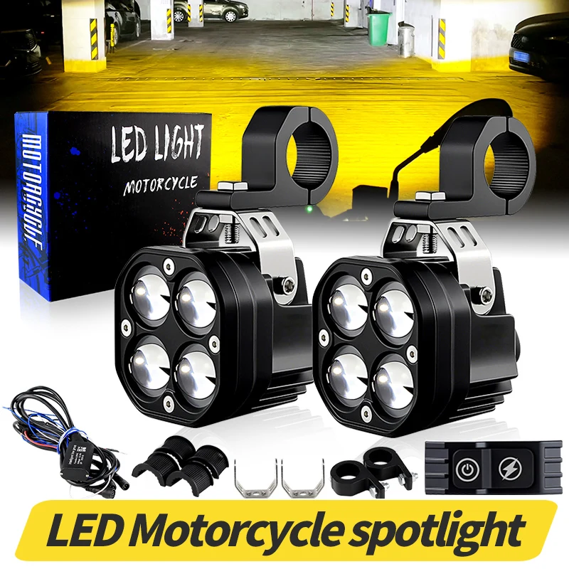 

Motorcycle Headlights LED Flicker Lamps Driving Spotlight Indicators High Low Beam Lights For Dirt Bike Trucks SUV UTV ATV Auto