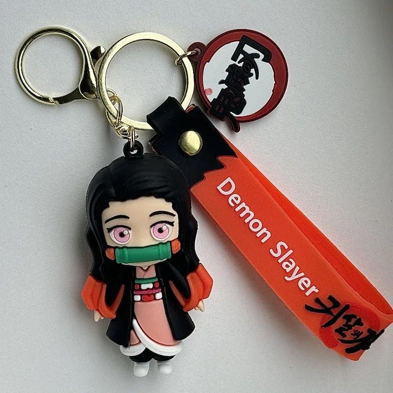 Chaveiro Demon Slayer Cartoon Anime Kamado Tanjiro Agatsuma Zenitsu para homens e mulheres, chaveiro com pingente de bolsa moderno e versátil