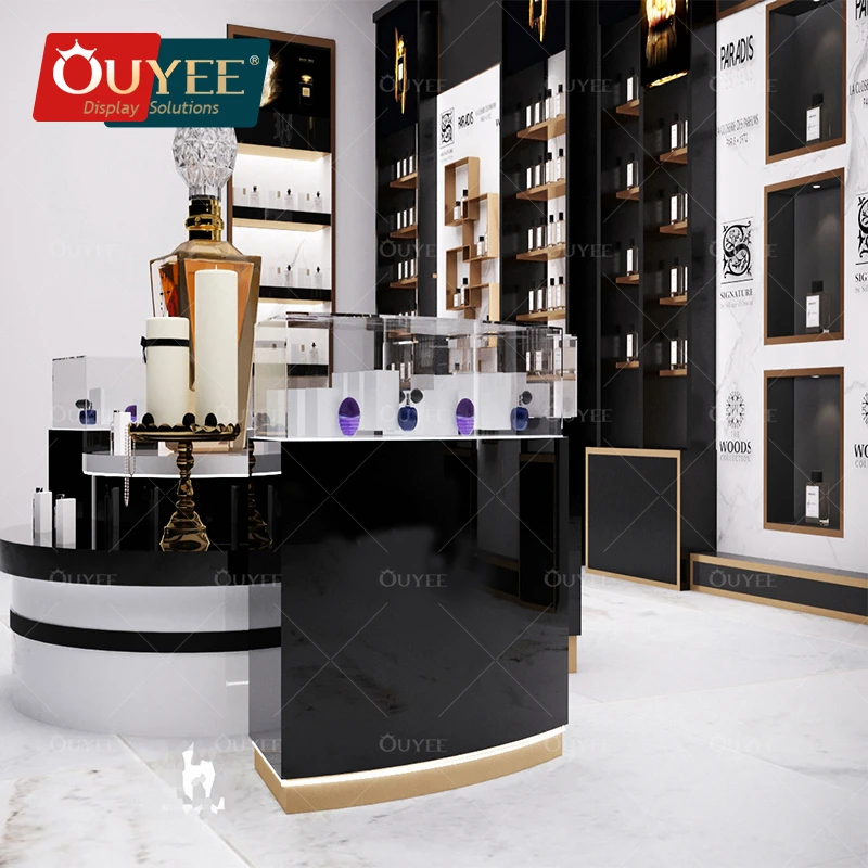 custom.Wood Fragrance Store Display Shelf Perfume Cabinets Glass Showcase Perfume Store Fixtures Retail Shop