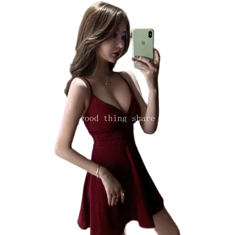 New Summer French Style Slim Fit Tube Top Dress Nightclub Sexy Elegant Dress Sling Short Skirt