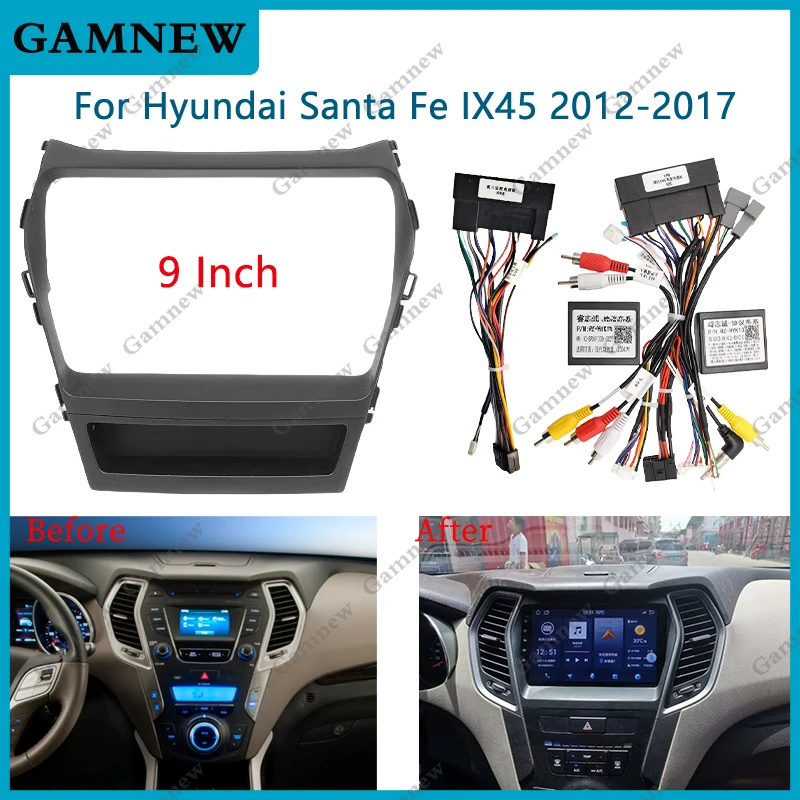 9 Inch Car Frame Fascia Adapter Canbus Box Android Radio Dash Fitting Panel Kit For Hyundai IX45 SantaFe Santa Fe 2012-2017