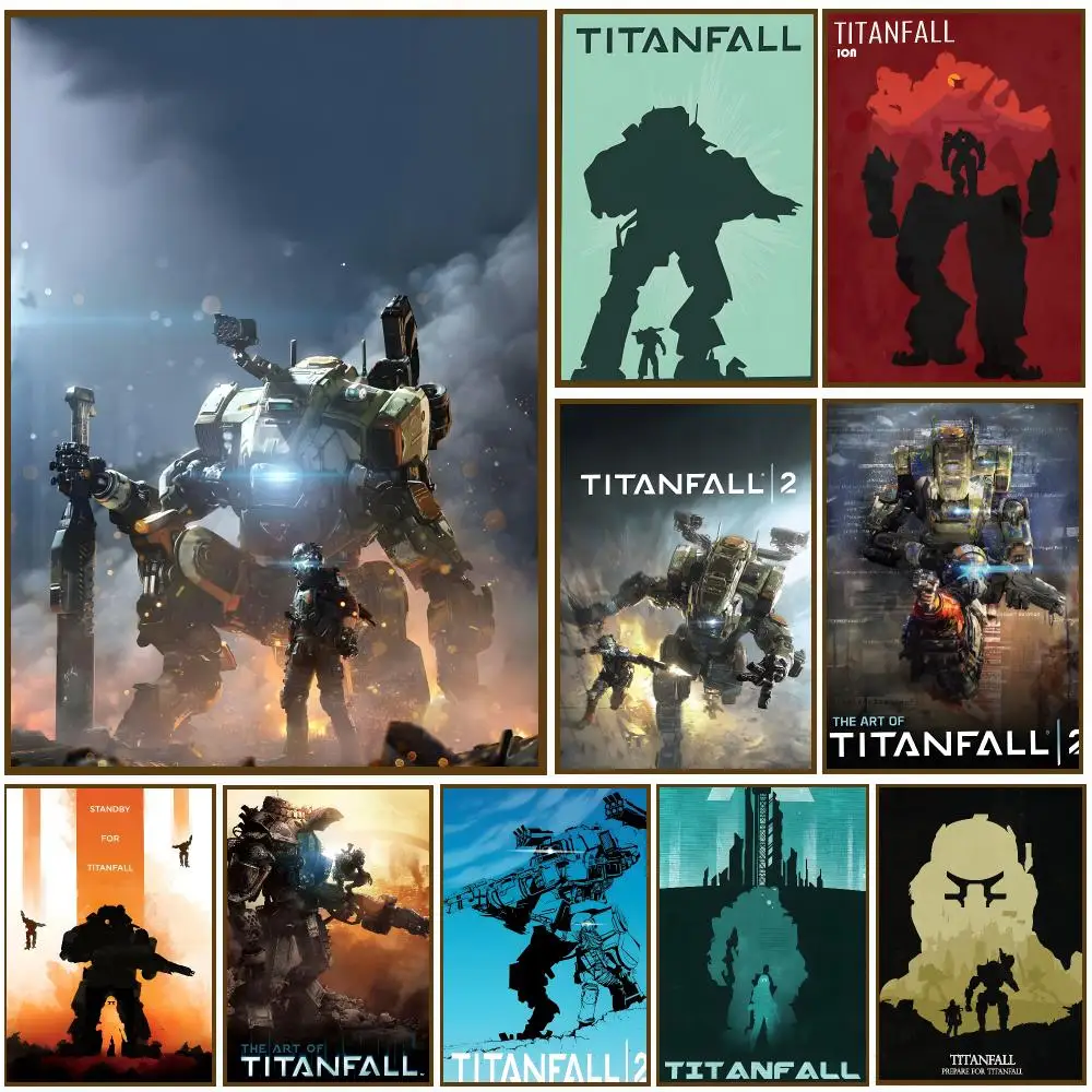 Titanfall 2 Game Sci fi Poster Self-adhesive Decal Living Room Bedroom Party Bar Decor Moisture-proof Fade-resistant HD