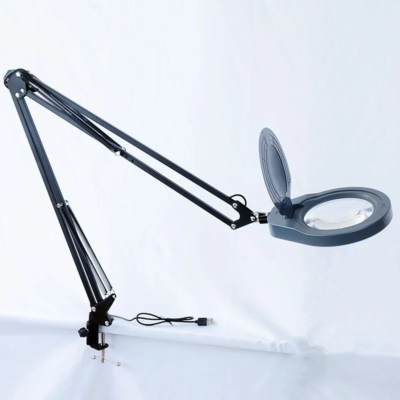 

3X 5X 8X 10X Magnifying Glass Lamp with Clamp Adjustable Swivel Arm Big Lens Desk Lamp for Reading,Craft, Hobby,Close Work