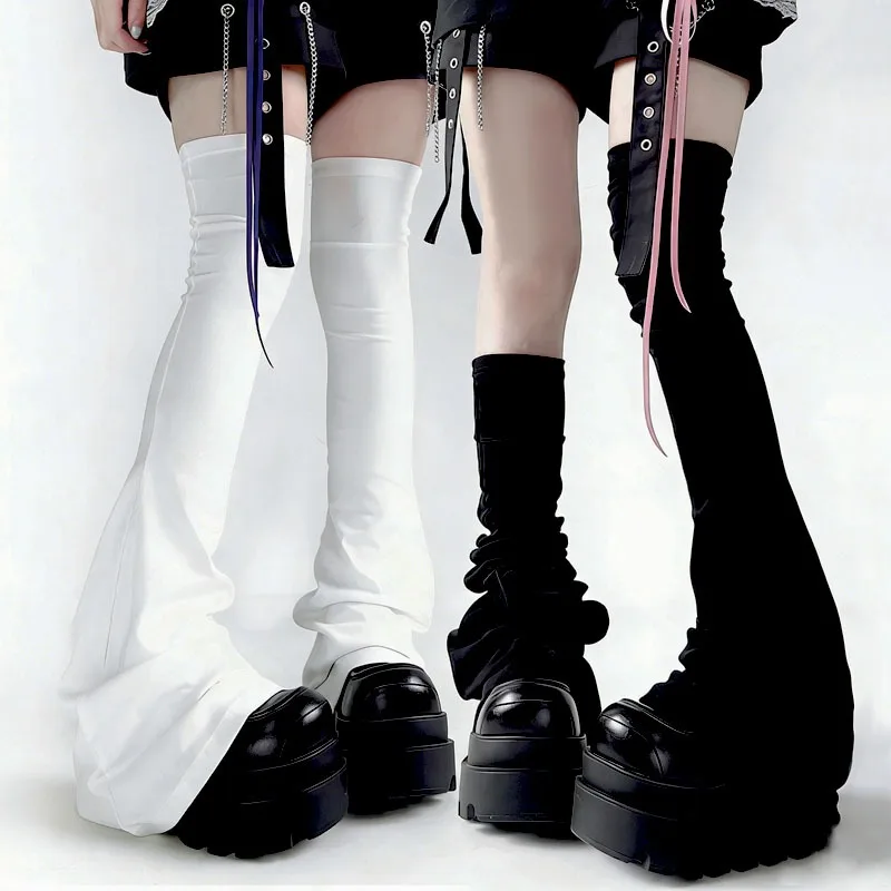 

Horn Pile Sock Covers Over The Knee JK Socks Y2k Long Tube Black Slightly Flared Leg Covers for Women To Look Slim 2026 New