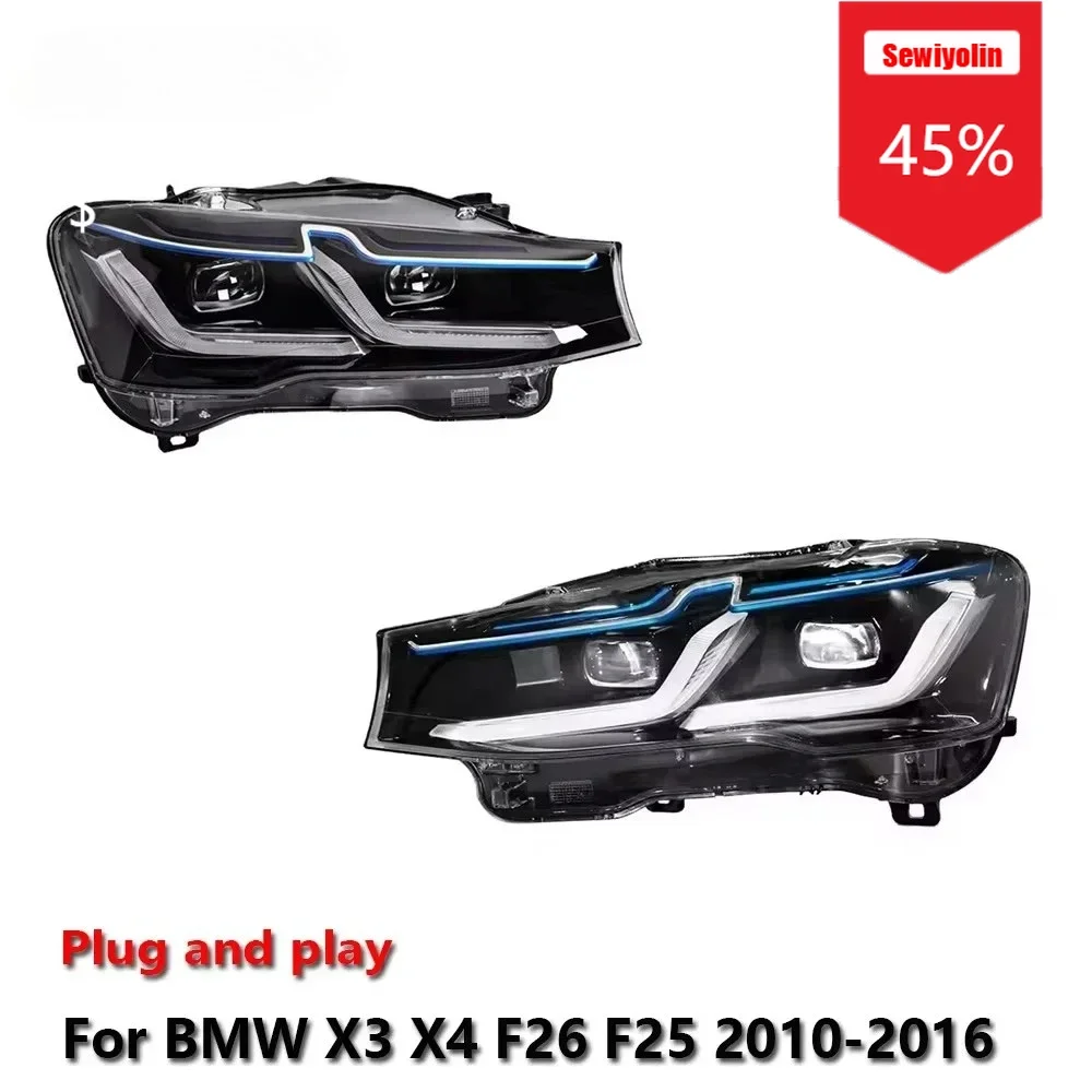 

Sewiyolin автомобильные светодиодные фары в сборе для BMW X3 X4 F26 F25 2010-2016 авто противотуманные фары DRL тормозной указатель поворота Plug and Play