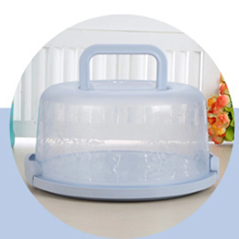 صندوق كعك أزرق محمول، حاوية تخزين المواد الغذائية، غطاء محكم الغلق، مقبض الثلاجة، حافظة حفظ طازجة، قوية وصديقة للبيئة