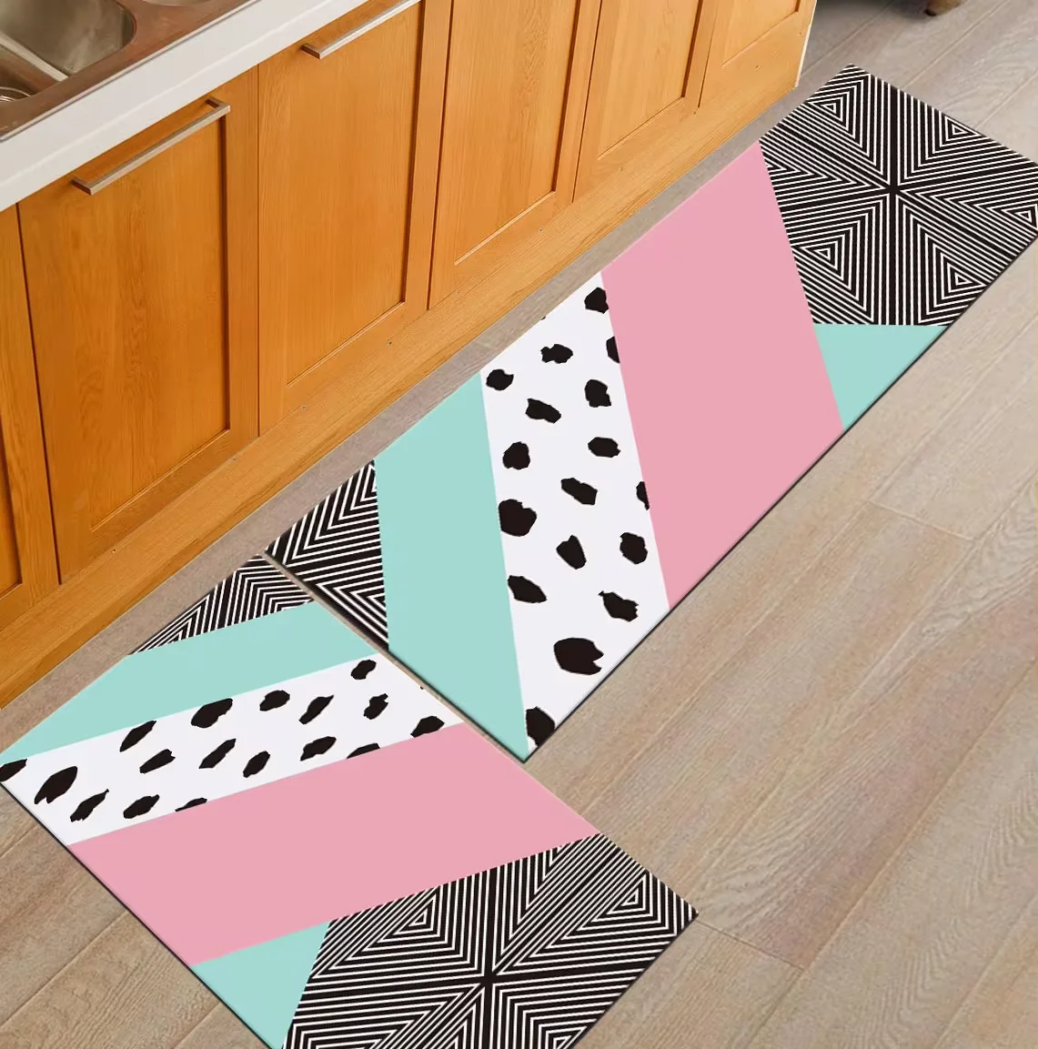 Household Soft Anti-slip Foot Pad Nordic Style Rectangular Kitchen Floor Mat Living Room Bedroom Bedside Decorative Carpet