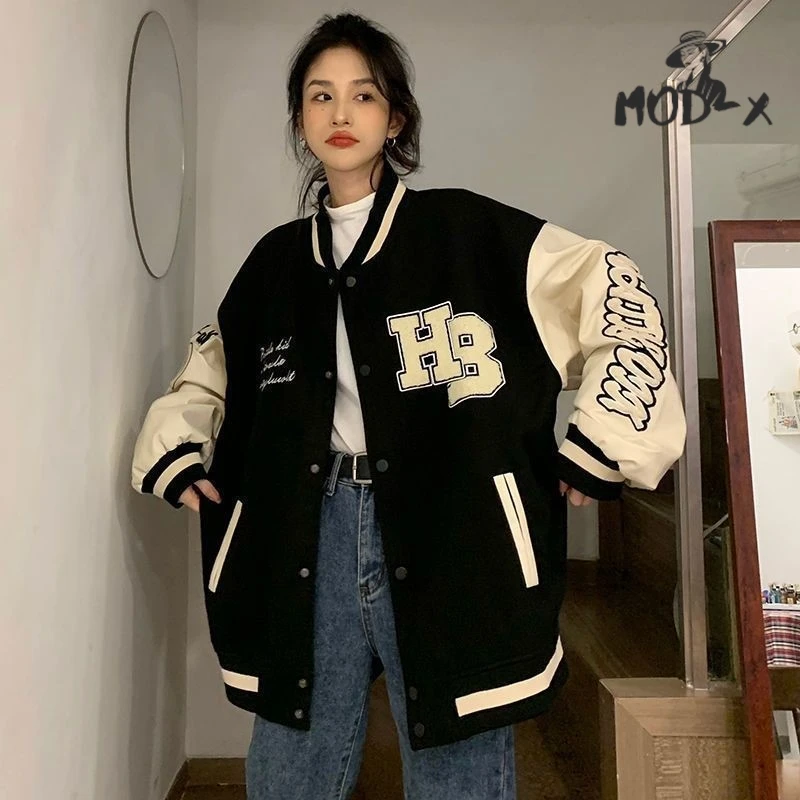 MODX American Retro Baseball Wear Female Autumn And Winter Thick Color Contrast Design Sense Of Niche Jacket Jacket Female