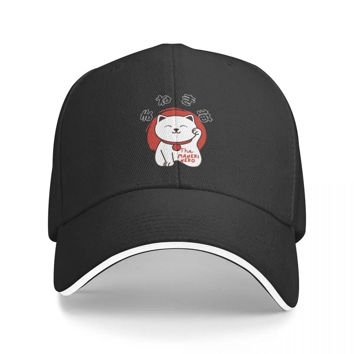 Japanese Lucky Cat_Maneki Neko White_Small print Baseball Cap party Hat Golf Hat Ladies Men's