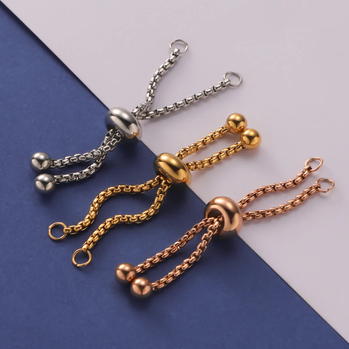20pcs/lot Stainless Steel Box Chain Slider/Slide Extender Chains For DIY Ring Jewelry Making Adjustable Accessories