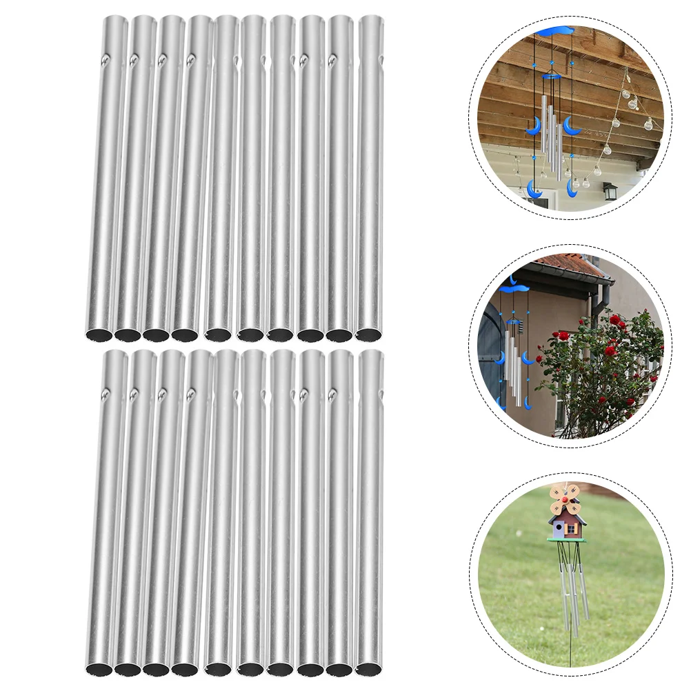 20 Pcs Wind Chime Material DIY Tube Aluminum Chimes for outside Supplies Metal Accessories