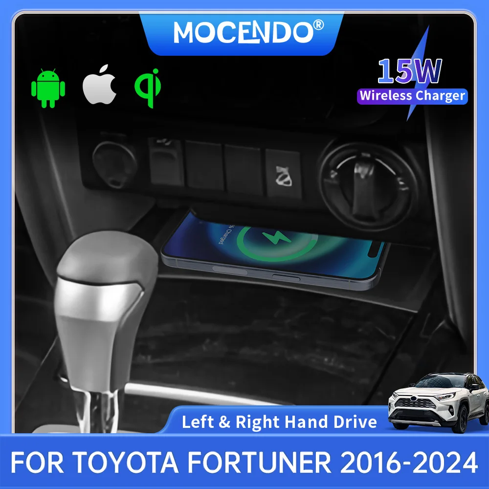

For Toyota Fortuner 15W QI Wireless Car Charging Panel Fast Phone Charger Plate Holder for 2016-2024 Models Vehicle Accessory
