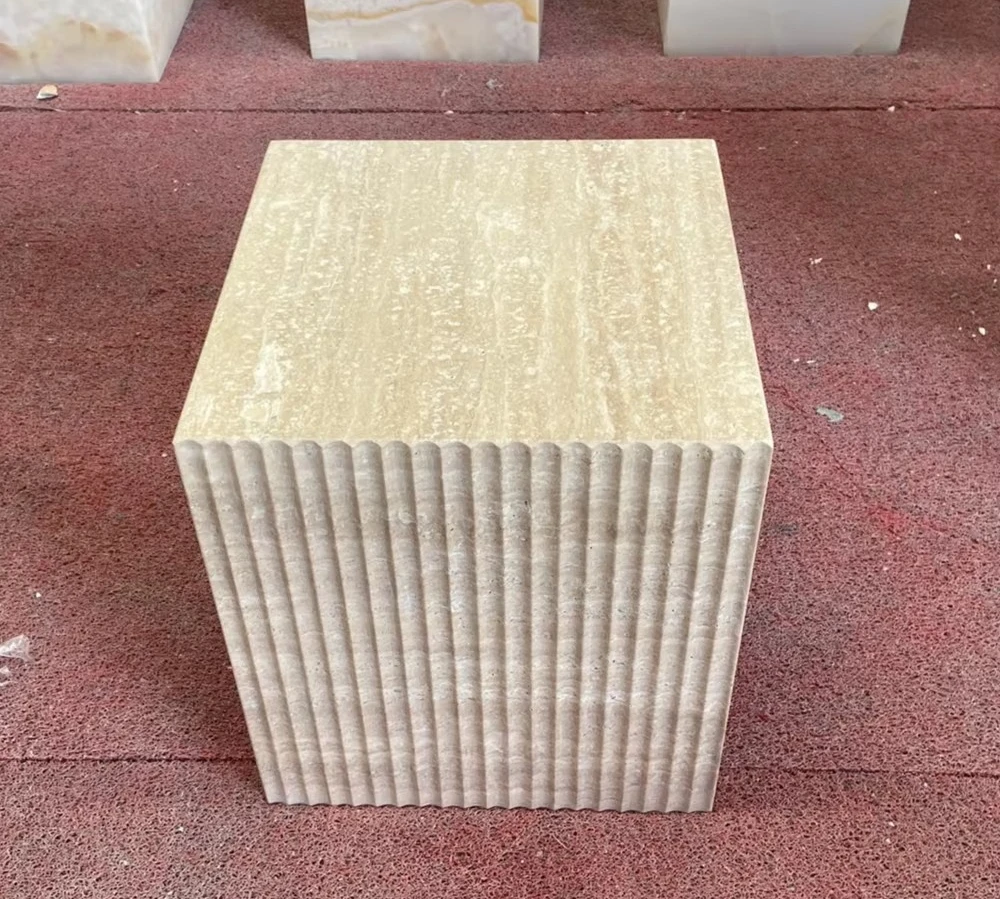 Durable Marble Plinth Side Top Stone Travertine Square Coffee Table Living Room Home Furniture